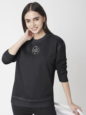 Next Crew Neck Fleece Faded Sweatshirt For Women-Rosy Black-BE2718