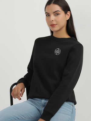 Next Crew Neck Fleece Sweatshirt For Women-Black-BE2715/BR14610