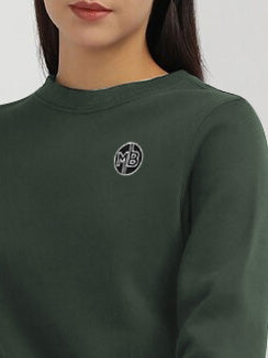 Next Crew Neck Fleece Sweatshirt For Women-Olive-BE2716