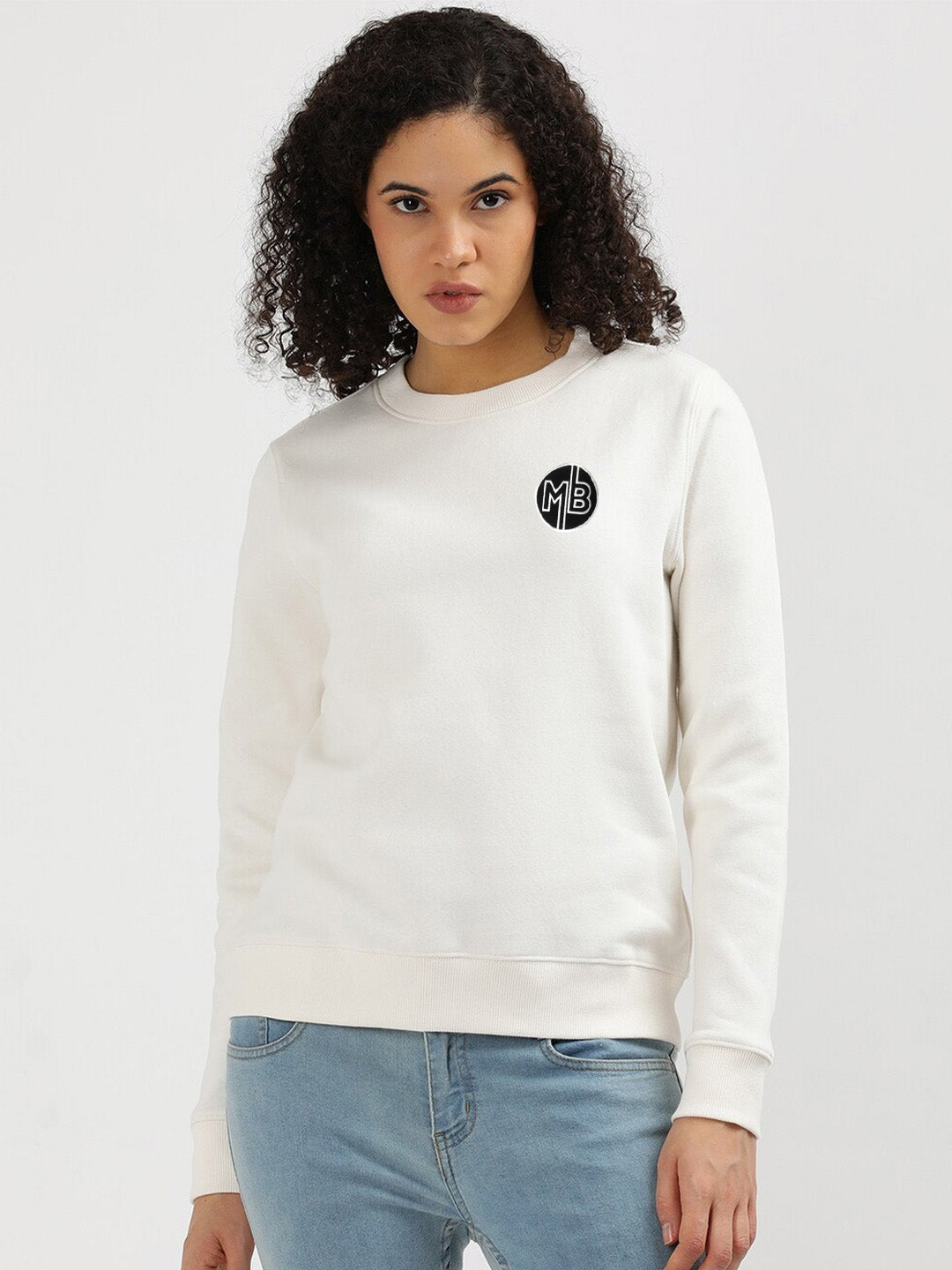 Next Crew Neck Fleece Sweatshirt For Women-White-BE2749