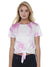 Next Dye & Dye Front Tie Tee Shirt For Women-White with Pink-BE1725