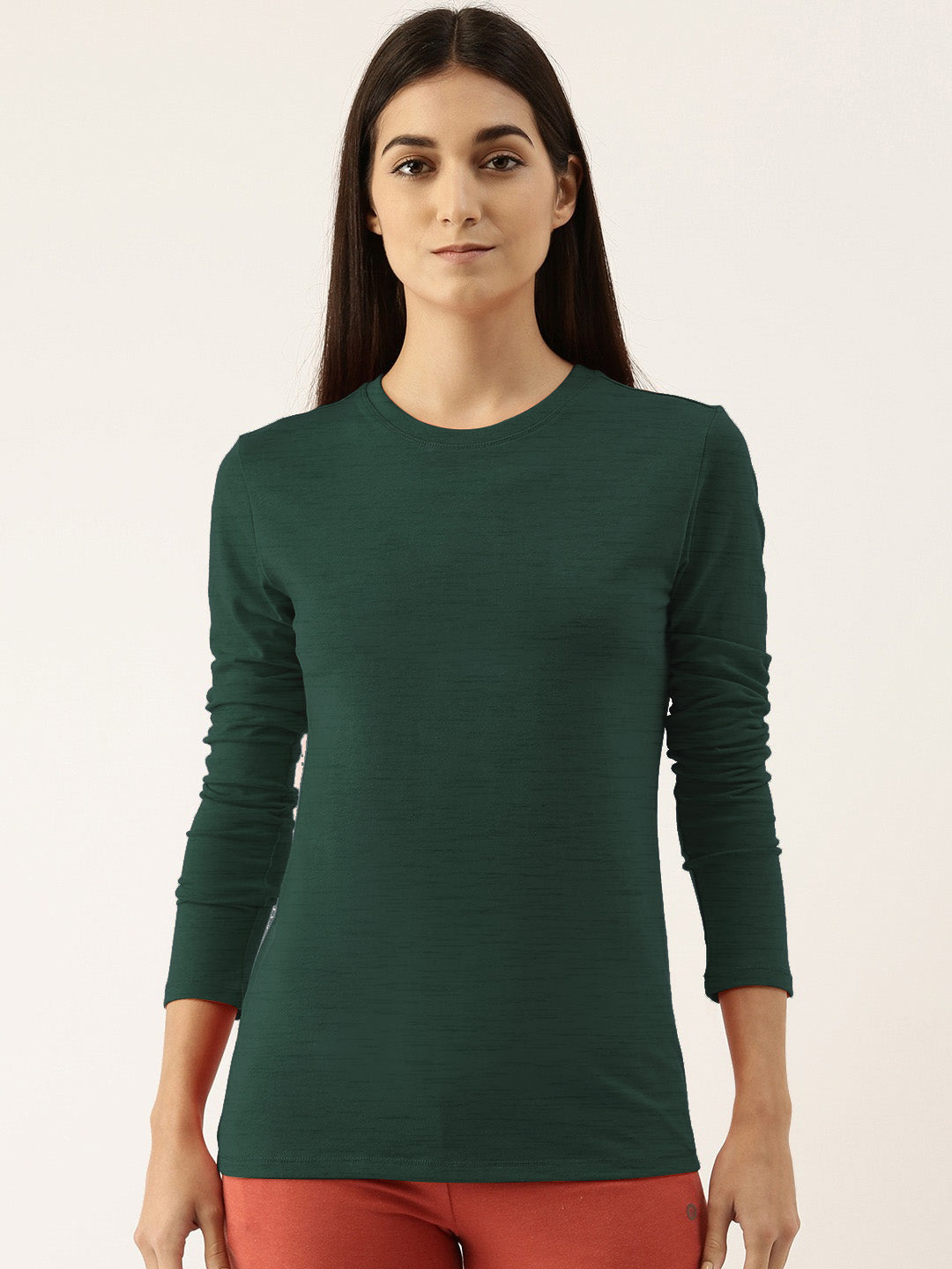 Next Long Sleeve Crew Neck Jersey Lycra Strech Blouse For Ladies-Green-BE1068