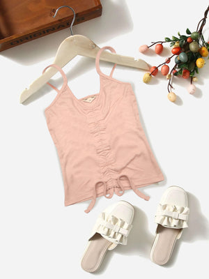 Next Ribbed Strappy Butterfly Top For Baby Gilrs-Baby Pink-BE1057