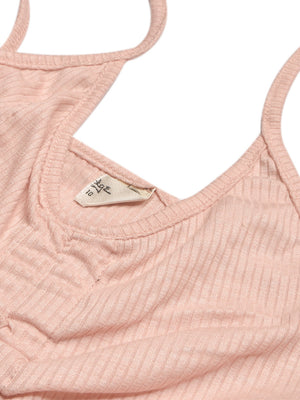 Next Ribbed Strappy Butterfly Top For Baby Gilrs-Baby Pink-BE1057