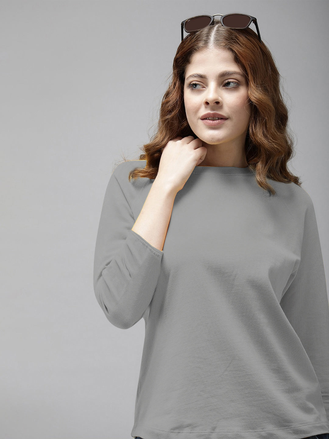 Next Terry Fleece Sweatshirt For Ladies-Grey-BE654