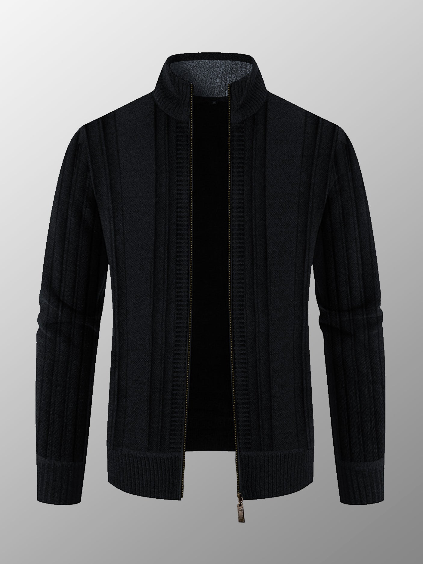 Next Wool Zipper Mock Neck For Men-Black-BE2029/BE14150