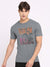 Nxt Single Jersey Crew Neck Tee Shirt For Men-Grey Melange with Print-BE1065