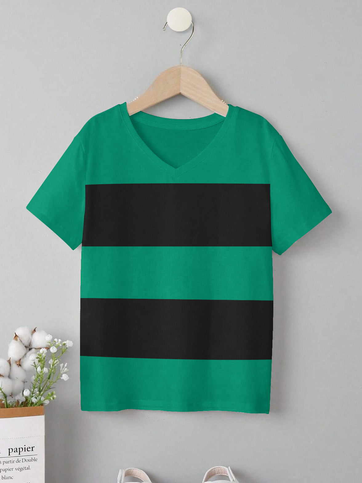 Nxt Single Jersey Tee Shirt For Kids-Green with Black Panels-BE1744