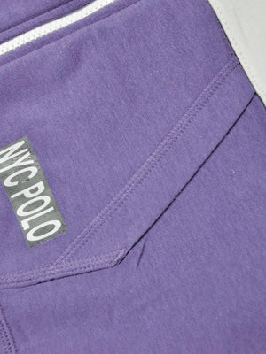 Nyc Polo Fleece Zipper Hoodie For Men-Purple with Off White Panel-SP186
