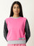 Nyc Polo Fleece Sweatshirt For Ladies-Pink Melange-BE624