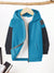 Nyc Polo Fleece Zipper Hoodie For Kids-Cyan Blue with Panels-BE2776