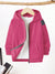 Nyc Polo Fleece Zipper Hoodie For Kids-Pink with Navy Panels-BE2777