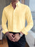 Louis Vicaci Super Stretchy Slim Fit Lycra Casual Shirt For Men-Light Yellow-BR446