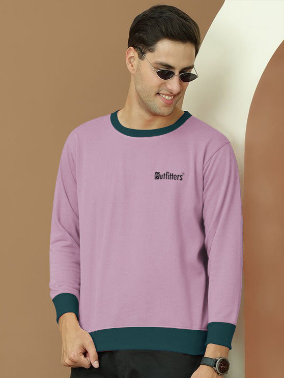 OTFR Fleece Funky Style Sweatshirt For Men-Tea Pink with Green-BE2514