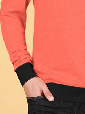 OXBOW Fleece Sweatshirt For Men-Coral Orange with Black Panels-BE2737