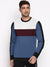 OXBOW Fleece Sweatshirt For Men-Slate Blue with White & Maroon Panels-BE2746