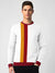 OXBOW Terry Fleece Sweatshirt For Men-White with Yellow & Red Panels-BE2738