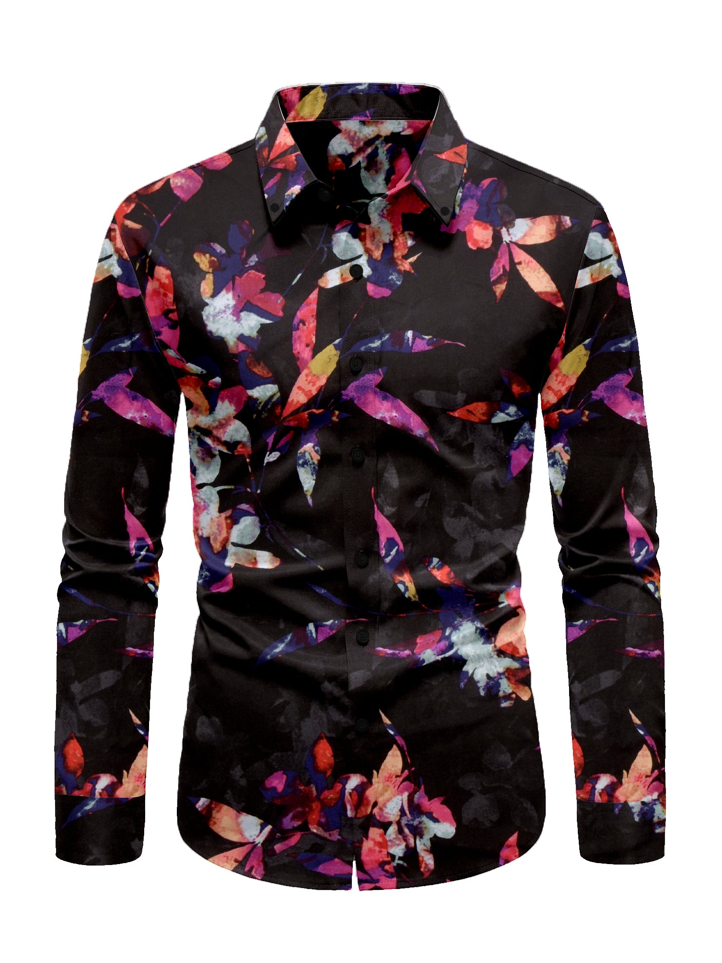 Oxen Nexoluce Premium Slim Fit Casual Shirt For Men-Black with Allover Floral Print-BE1187