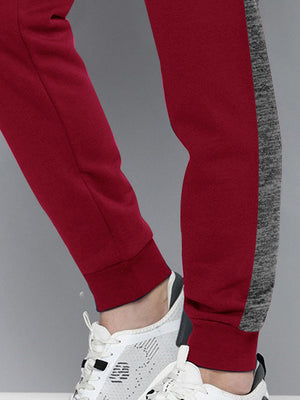 PMA Fleece Jogger Sweatpant For Men-Dark Red with Melagne Panel-BE2560