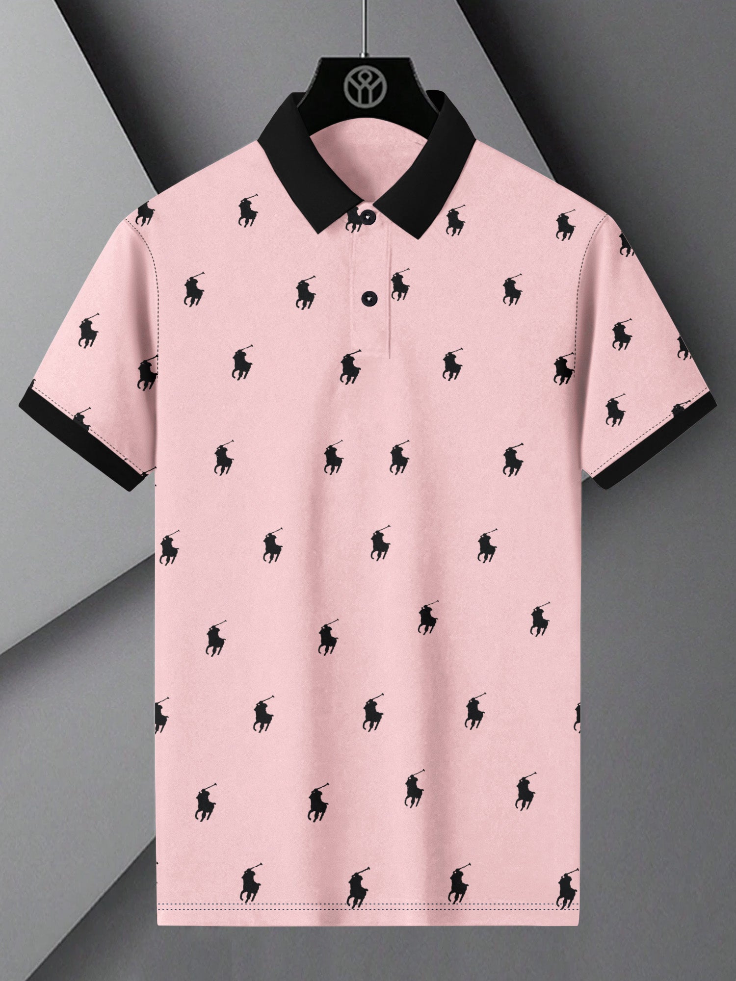 PRL Summer Polo Shirt For Men-Light Pink with Allover Print-BE752/BR13000