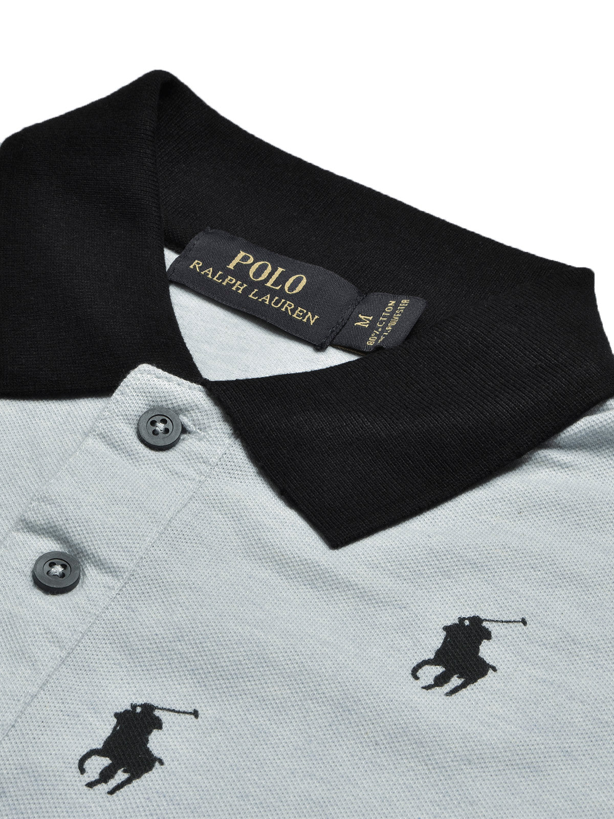 PRL Summer Polo Shirt For Men-Light Sky Melange with Allover Print-BE698/BR12951