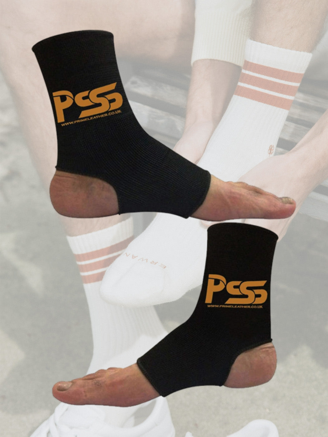 PSSS Premium Quality Foot Elsatic Guards Pair-Black-LV489