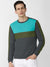 PYPR Fleec Sweatshirt For Men-Charcoal with Cyan & Olive Panels-BE2721