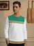 PYPR Fleec Sweatshirt For Men-White with Green & Camel Panels-BE2722