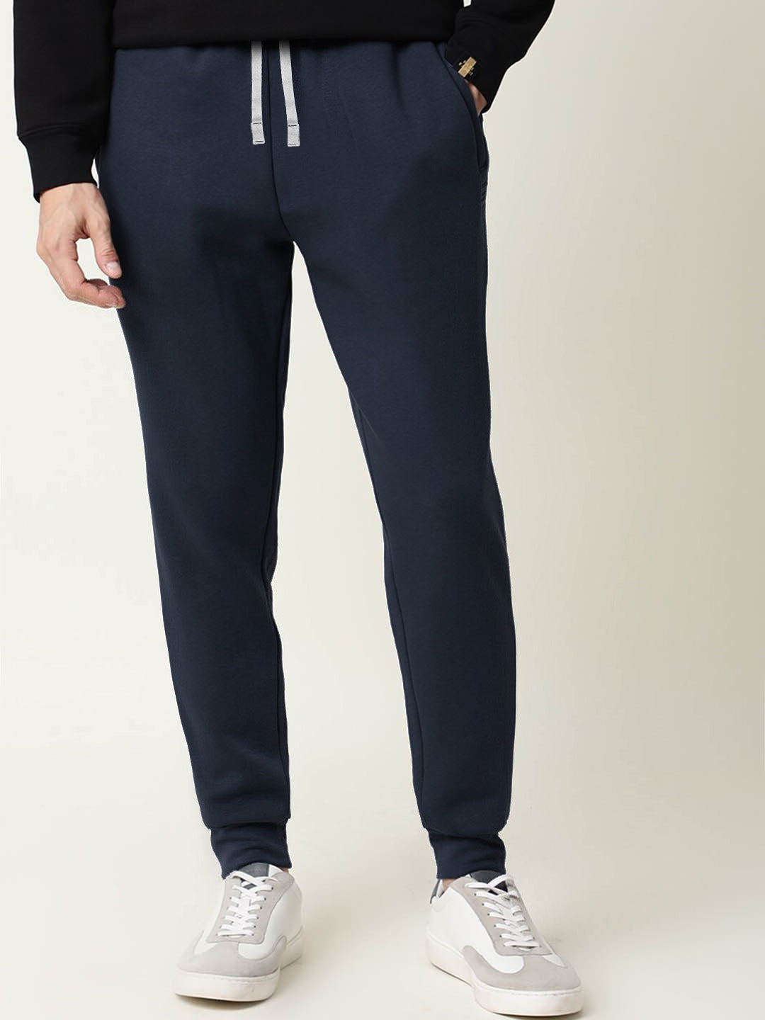 PYPR Fleece Slim Fit Jogger Trouser For Men-Navy-BE2041/BR14170