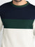 PYPR Fleece Sweatshirt For Men-Pale White with Green & Navy Panels-BE2754