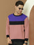 PYPR Fleece Sweatshirt For Men-Peach with Purple & Black Panels-BE2755