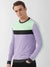 PYPR Fleece Sweatshirt For Men-Purple with Light Green & Charcoal Panels-BE2760