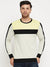 PYPR Fleece Sweatshirt For Men-Smoke White with Yellow & Black Panels-BE2734