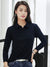 PYPR Summer Solid Long Sleeve Polo Shirt For Women-Dark Navy-BE1646/BR13877