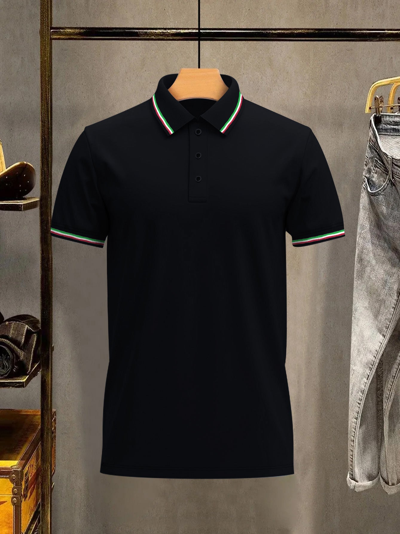 PYPR Summer Solid Polo Shirt For Men-Black-BE2089/BR14205