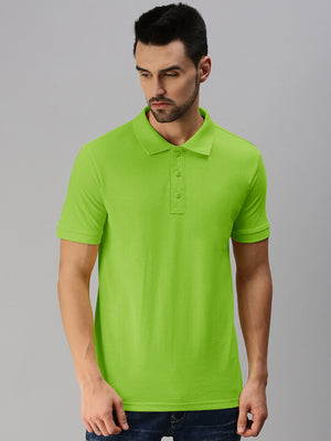 PYPR Summer Solid Polo Shirt For Men-Lime Green-BE1591