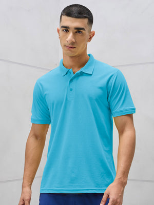 PYPR Summer Solid Polo Shirt For Men-Sky Blue-BE1593/BR13824