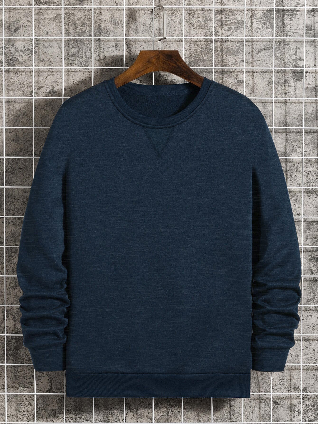 PYPR Terry Fleece Raglan Sleeve Sewatshirt For Men-Navy Melange-BE2027/BR14148