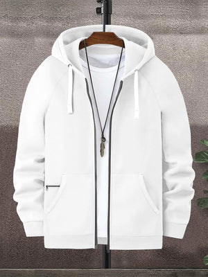 PYPR Terry Fleece Raglan Sleeve Zipper Hoodie For Men-BE2481