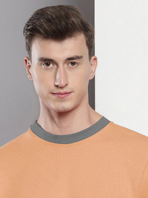 PYPR Terry Fleece Sweatshirt For Men-Peach with Dark Grey Panels-BE2743