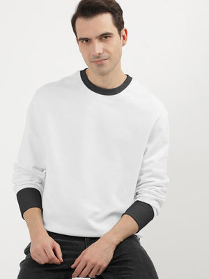 PYPR Terry Fleece Sweatshirt For Men-White with Charcoal-BE2759