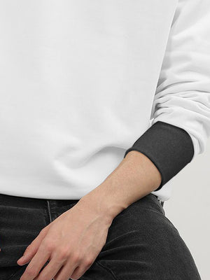 PYPR Terry Fleece Sweatshirt For Men-White with Charcoal-BE2759