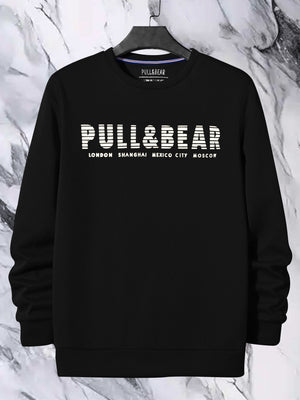 P&B Crew Neck Terry Fleece Sweatshirt For Men-Black-BE2864