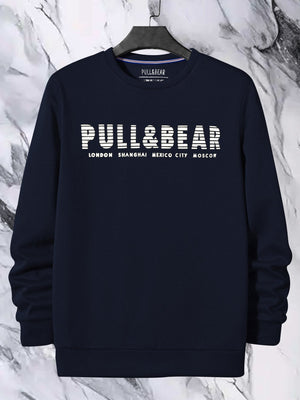 P&B Crew Neck Terry Fleece Sweatshirt For Men-Dark Blue-BE2872