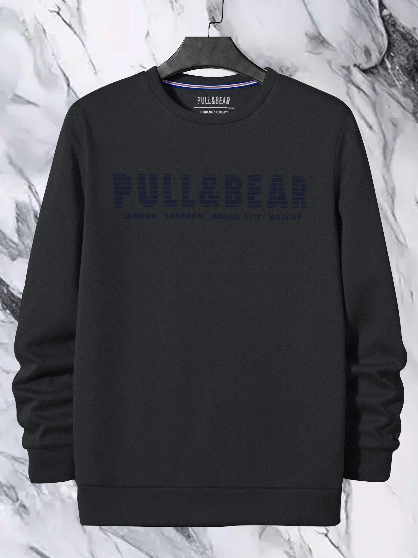 P&B Crew Neck Terry Fleece Sweatshirt For Men-Dark Grey-BE2873