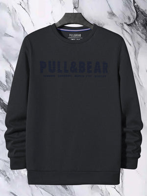 P&B Crew Neck Terry Fleece Sweatshirt For Men-Dark Grey-BE2873