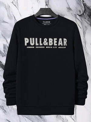 P&B Crew Neck Terry Fleece Sweatshirt For Men-Dark Navy-BE2870