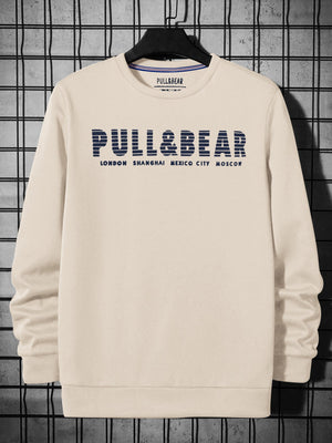 P&B Crew Neck Terry Fleece Sweatshirt For Men-Light Peach-BE2863