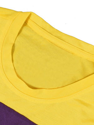 P&B Crew Neck Single Jersey Long Sleeve Tee Shirt For Kids-Yellow with Magenta Panel-SP2208