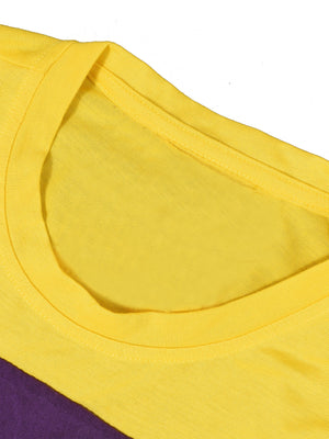 P&B Crew Neck Single Jersey Long Sleeve Tee Shirt For Men-Yellow with Magenta Panel-SP2209